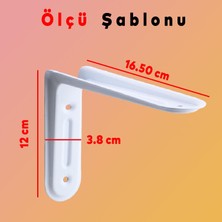 Badem10 Raf Altı Raf Tutucu Ayak Ferforje Beyaz Klas 16.5 x 12 cm 2 Adet (No:1)