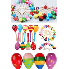 Çocuk Bebek Ahşap Oyuncak Maracas Rumba Shakers Müzikal Parti Çıngırakları Duyusal Eğitim Çok Renkli