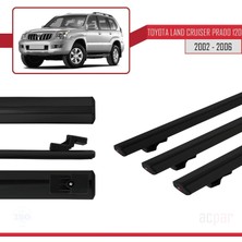 Acpar Toyota Land Cruiser Prado (J120) 2002-2006 Arası ile Uyumlu Basıc Model Ara Atkı Tavan Barı Siyah 3 Adet