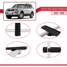 Acpar Toyota Land Cruiser Prado (J120) 2002-2006 Arası ile Uyumlu Basıc Model Ara Atkı Tavan Barı Siyah 3 Adet