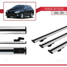 Acpar Peugeot 407 Estate 2005-2011 Arası ile Uyumlu Basıc Model Ara Atkı Tavan Barı Gri 3 Adet