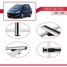 Acpar Peugeot 206 Estate 2002-2008 Arası ile Uyumlu Basıc Model Ara Atkı Tavan Barı Gri 3 Adet