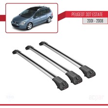 Acpar Peugeot 307 Estate 2001-2008 Arası ile Uyumlu Ace-1 Ara Atkı Tavan Barı Gri 3 Adet Bar