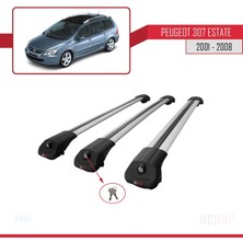 Acpar Peugeot 307 Estate 2001-2008 Arası ile Uyumlu Ace-1 Ara Atkı Tavan Barı Gri 3 Adet Bar