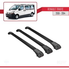 Acpar Renault Trafic 2001-2014 Arası ile Uyumlu Ace-1 Ara Atkı Tavan Barı Siyah 3 Adet Bar