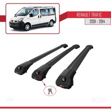 Acpar Renault Trafic 2001-2014 Arası ile Uyumlu Ace-1 Ara Atkı Tavan Barı Siyah 3 Adet Bar