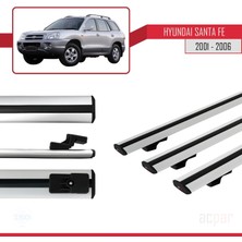 Acpar Hyundai Santa Fe (Sm) 2001-2006 Arası ile Uyumlu Basıc Model Ara Atkı Tavan Barı Gri 3 Adet