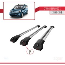 Acpar Citroen Berlingo 2008-2018 Arası ile Uyumlu Ace-1 Ara Atkı Tavan Barı Gri 3 Adet Bar