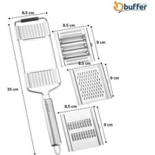 Su Su® Ayarlanabilir 3 Farklı Başlıklı Tutmalı Sebze Dilimleyici Peynir Rendeleyici Aparat