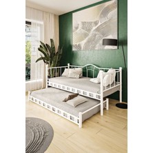 Hier Kamelya Yavrulu Daybed Sedir Beyaz Karyola 90X200
