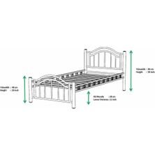 Hier Belinay Tek Kişilik Ferforje Beyaz Metal Karyola 90X200