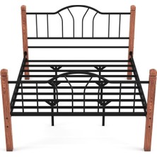 Hier Pasifik Çift Kişilik Ferforje Tarz Ahşap Metal Karyola 140X190