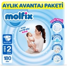 Molfix Bebek Bezi 2 Beden Mini Aylık Avn. Paket 180 Adet