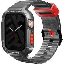 Skinarma Watch 7 45MM Kordon Skinarma Saido Sert Pc Kasa Koruyuculu Silikon Strap Kayış Füme