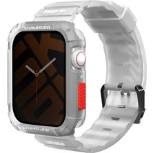 Skinarma Watch 44MM Kordon Skinarma Kurono Sert Pc Kasa Koruyucu ve Shokku Silikon Strap Kayış Beyaz