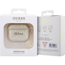 Guess Airpods 3. Nesil Uyumlu Kılıf Guess Glitter 4g Charm Exclusive Tasarım
