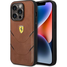 Ferrari iPhone 14 Pro Max Uyumlu Kılıf Ferrari Pu Deri Sıcak Baskı Çizgili Dizayn Kapak