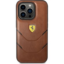 Ferrari iPhone 14 Pro Max Uyumlu Kılıf Ferrari Pu Deri Sıcak Baskı Çizgili Dizayn Kapak