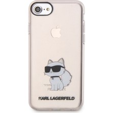 Karl Lagerfeld iPhone 7 Uyumlu Kılıf Transparan Choupette Dizayn Kapak