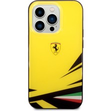 Ferrari iPhone 14 Pro Uyumlu Kılıf Ferrari Sarı Italyan Bayrak Baskılı Dizayn Kapak