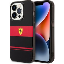 Ferrari iPhone 14 Pro Uyumlu Kılıf Ferrari Magsafe Şarj Özellikli Yatay Çizgili Dizayn Kapak