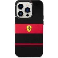 Ferrari iPhone 14 Pro Uyumlu Kılıf Ferrari Magsafe Şarj Özellikli Yatay Çizgili Dizayn Kapak