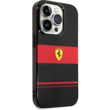 Ferrari iPhone 14 Pro Uyumlu Kılıf Ferrari Magsafe Şarj Özellikli Yatay Çizgili Dizayn Kapak