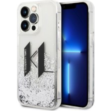 Karl Lagerfeld iPhone 14 Pro Uyumlu Kılıf Sıvılı Simli Dizayn Kapak