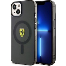 Ferrari iPhone 14 Uyumlu Kılıf Ferrari Magsafe Şarj Özellikli Yarı Transparan Dizayn Kapak