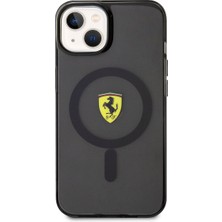 Ferrari iPhone 14 Uyumlu Kılıf Ferrari Magsafe Şarj Özellikli Yarı Transparan Dizayn Kapak