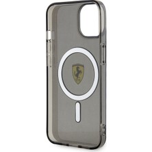 Ferrari iPhone 14 Uyumlu Kılıf Ferrari Magsafe Şarj Özellikli Yarı Transparan Dizayn Kapak