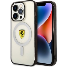 Ferrari iPhone 14 Pro Max Uyumlu Kılıf Ferrari Magsafe Şarj Özellikli Transparan Dizayn Kapak