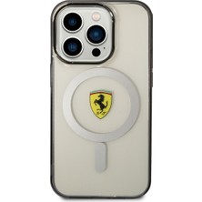 Ferrari iPhone 14 Pro Max Uyumlu Kılıf Ferrari Magsafe Şarj Özellikli Transparan Dizayn Kapak