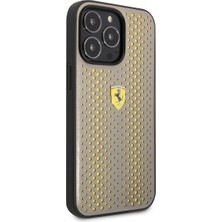 Ferrari iPhone 14 Pro Max Uyumlu Kılıf Ferrari Deri Sarı Noktalı Dizayn Kapak