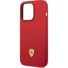 Ferrari iPhone 14 Pro Max Uyumlu Kılıf Ferrari Magsafe Şarj Özellikli Silikon Metal Logo Dizayn Kapak