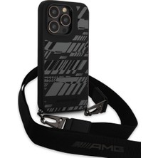 AMG iPhone 14 Pro Max Uyumlu Kılıf Amg Liquid Silikon Strap Telefon Askılı Grafik Dizayn Kapak