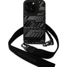 AMG iPhone 14 Pro Max Uyumlu Kılıf Amg Liquid Silikon Strap Telefon Askılı Grafik Dizayn Kapak