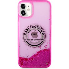 Karl Lagerfeld iPhone 11 Uyumlu Kılıf Sıvılı Simli Rsg Dizayn Kapak