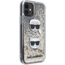 Karl Lagerfeld iPhone 11 Uyumlu Kılıf Sıvılı Simli K&c Head Dizayn Kapak