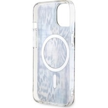 Guess iPhone 14 Uyumlu Kılıf Guess Magsafe Şarj Özellikli Leopar Desenli Kapak