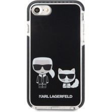 Karl Lagerfeld iPhone Se 2022 Uyumlu Kılıf Kenarları Siyah Silikon K&c Dizayn Kapak