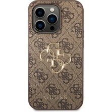 Guess iPhone 14 Pro Max Uyumlu Kılıf Guess Pu Deri Büyük Metal Logo Dizaynlı Kapak