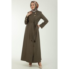 Armine Trend Kapüşonlu Belden Bağlamalı Düğmeli Pardesü Kap-Haki 22YT805