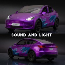 Tesla Model Y 1:24 Birebir Işıklı Maket Sarj Istasyonlu