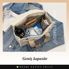 Swico Remado Kadınlar Için Büyük Kapasiteli Kanvas Omuz Çantası Tote Çanta (Yurt Dışından)