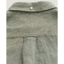 Gant Erkek Yeşil Regular Fit Düğmeli Yaka Keten Gömlek 3230085.362
