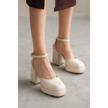 Moda Adam Kadın Gander Platformlu Topuklu Ayakkabı - Ten Deri