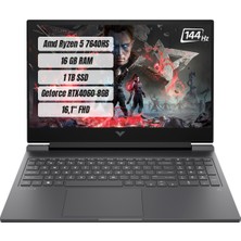 Hp Victus Gaming Laptop 16-S0018NT Amd Ryzen 5 7640HS 16 GB 1 Tb SSD Rtx 4060 Freedos 16.1" Fhd 144 Hz Taşınabilir Bilgisayar 7Z4M8EA