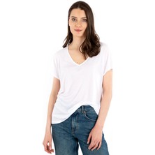 Story Of Basics - V Yaka Oversize  Lyocell Kadın T-Shirt