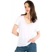 Story Of Basics - V Yaka Oversize  Lyocell Kadın T-Shirt